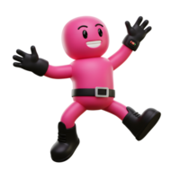 Pink Character Jumping with Joy and Excitement in a Playful Pose png