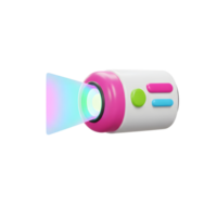 Cartoon Projector with Light Beam Shining on White Background - 3D Render png