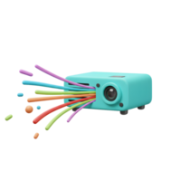 Projector Displaying Colorful Beams and Splatters on White Background for Presentation png