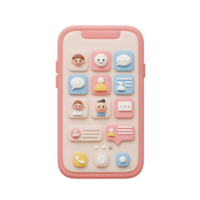 Cartoon Style Smartphone with App Icons, Communication and Networking Concept png