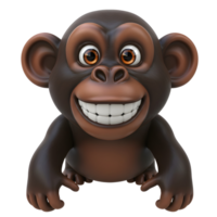 Cartoon Monkey Smiling and Leaning Over Edge with Funny Expression png