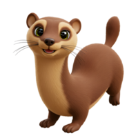 Cartoon Ferret Character Standing and Smiling on a Clean White Background png