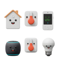 Smart Home Devices with Smiling Faces Automation, Technology and Connectivity png