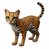 Cartoon Ocelot Standing on White Background with Playful Expression png