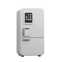 Modern White Smart Refrigerator with Touch Screen Interface Appliance png