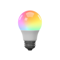 Smart LED Light Bulb with Multicolor Illumination on White Background png