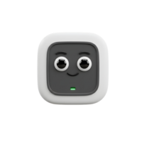 Cute Smiling Robot Face with Green Light Indicator Design Element png