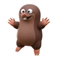 Cartoon Mole Character Standing with Open Arms on White Background png