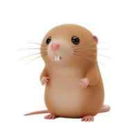 Cartoon Mole Character Standing with Surprised Expression on White Background png