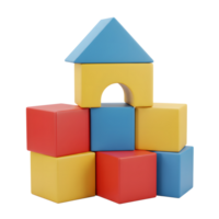 Stack of Colorful Building Blocks Making a Toy House Structure png