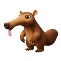 Cartoon Anteater Standing with Tongue Out on White Background Illustration png