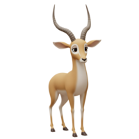 Cartoon Gazelle Standing Upright with Large Horns on White Background png