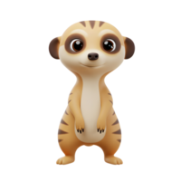 Cartoon Meerkat Standing Upright with a Curious and Friendly Expression png