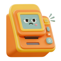 Cute 3D POS Terminal with a Sad Face Icon and Buttons png