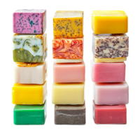 Artisan Handmade Soap Stacks Colorful spa red bath isolated on transparent background png