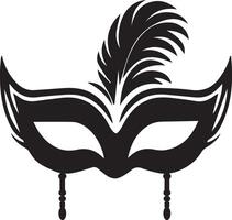 a black and white carnival mask with feathers vector