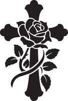 Good Friday a black white cross with a rose on it vector