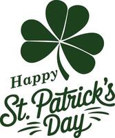 st patricks day text and clover leaf design vector