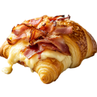 Delicious Croissant with Cheese, Ham, and Bacon Breakfast png