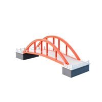 Orange Arch Bridge Model Three Dimensional Render Isolated on Transparent Background. png