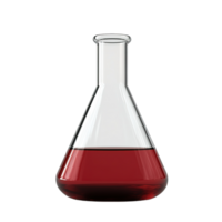 Glass Erlenmeyer Flask Containing Red Liquid Isolated on Transparent Background. png