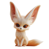 Adorable Fennec Fox Digitally Rendered Sitting Isolated on Transparent Background. png
