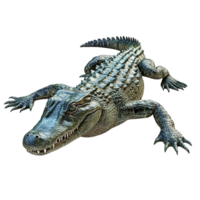 A Detailed View of a Large Alligator Reptile Isolated on Transparent Background. png