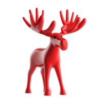 A Shiny Red Moose Figurine Stands Isolated on Transparent Background. png