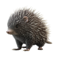 Adorable Baby Porcupine With Sharp Quills Isolated on Transparent Background. png