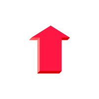 A red wide 3D arrow pointing up png