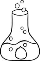 Easter School Flask Science Tool with Bunny butt Cartoon Hand Drawn Outline black and white png
