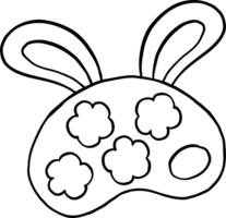 Easter School Paint Palette Bunny Ears Cartoon Hand Drawn Outline black and white png