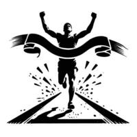 A runner is running on a road with a ribbon vector