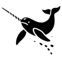 A narwhal with a horn on its head vector