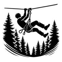 A man on a rope in the woods vector