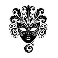 A black and white venetian mask with swirls vector