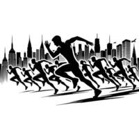 A group of runners running in the city vector