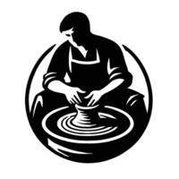 A potter is making a pot on a potter's wheel vector