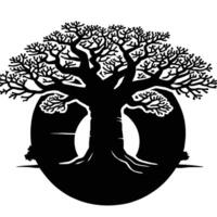 A black and white logo of a tree vector
