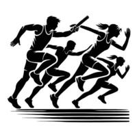 A group of people running in a race vector