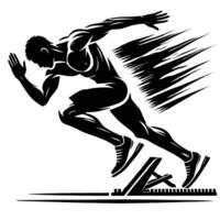 A black and white silhouette of a man running vector