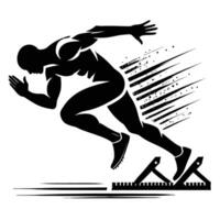 A black and white silhouette of a man running vector