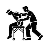 A man is getting a massage from another man vector