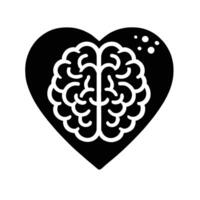 A black and white heart with a brain inside vector