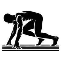 A silhouette of a man running on a track vector