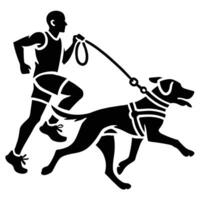 A man and his dog running together vector