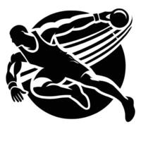 A black and white silhouette of a man throwing a ball vector