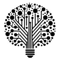 A black and white image of a tree with a circuit board vector