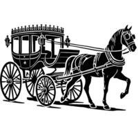 A horse drawn carriage with a horse pulling it vector