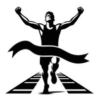 A man running on the track with a ribbon vector